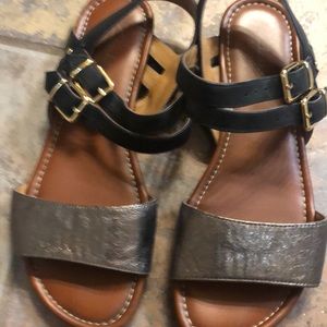 Clarks metallic sandals with gold hardware